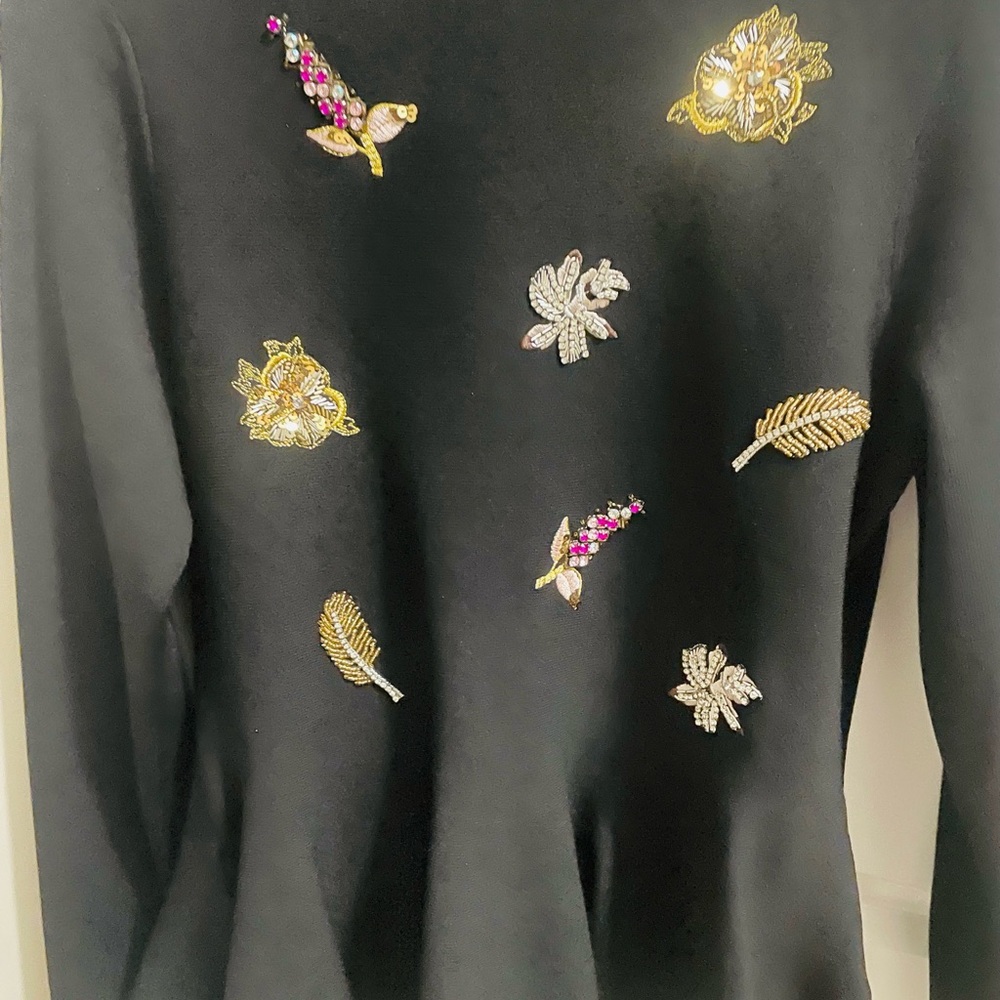 Ted Baker Black Sweater with Gold and Pink Details